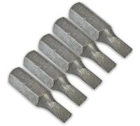 Jeu 5 Embouts de Vissage Plat 4 x 0.8 - Court 25 mm - Entrainement 6 PANS 1/4 pour Visseuse ou Tournevis porte-embout