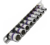 jeu 9 douilles 6 pans 4 a 13 mm king tony 1/4 metriques sur rail - King Tony G