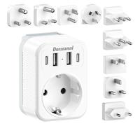 Jeu adaptateurs de Voyage internationaux Adaptateur de Prise avec 4 USB (2 USB C) Type A/B/C/D/G/I/J/L/M pour 9 fiches