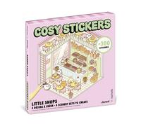 Janod, Cosy Stickers Little Shops, Kit Créatif Sticker Book Adulte | Pause Créative Kidulte, Plus de 300 Stickers, 4 Décors à Composer, Pince Métal, Dès 14 Ans, 45 Min/Décor