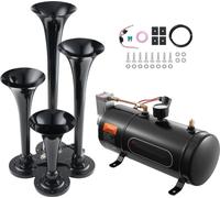 Jeu d'avertisseurs de train - Jeu de 4 avertisseurs pneumatiques - Avertisseurs de train 150 dB pour camions pick-up - Compresseur d'air 12 V 120 psi - Réservoir 3 L avec manomètre pour tout véhicule 