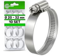 Jeu de 10 Pièces Collier De Serrage Metallique Ø 20-32 mm a une Finition Galvanisée avec un Revêtement de ≥ 5 Microns - ONIX TECH