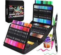 Jeu de 100 stylos pinceaux, idéal pour l'aquarelle, le feutre, destiné aux adultes, aux artistes, aux débutants, pour la peinture, le dessin et la calligraphie