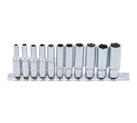 jeu de 11 douilles 6 pans bgs longues, profondes, 4 a 13 mm carre 1/4 -