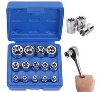 Jeu de 14 clés à douille Torx pour l'extérieur, avec boîte de rangement