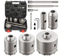 Jeu de 16 trépans à trous creux, comprenant des adaptateurs SDS Plus et Max, pour percer la maçonnerie, les briques, le béton, le ciment et la pierre. Diamètres disponibles : 30, 40, 68, 82 et 100 mm