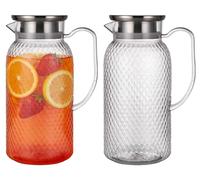 Jeu de 2 carafes de 1,8 L, en plastique avec couvercle, incassables