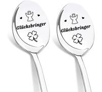 Jeu de 2 cuillères à café gravées avec un motif d'ange gardien, en acier inoxydable, longueur 19 cm
