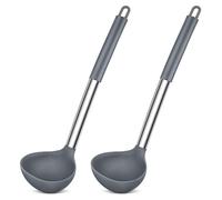 Jeu de 2 louches en silicone, longueur de 31 cm, avec manche en acier inoxydable