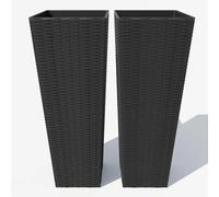 Jeu de 2 pots de fleurs - Jardinières hautes de 61 cm - En plastique - Avec soucoupe - 4 trous de drainage - Pour intérieur et extérieur