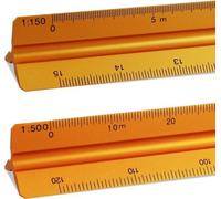 Jeu de 2 règles triangulaires de 30 cm, SZXMDKH Echelle 1:20, 1:25, 1:50, 1:75, 1:100, 1:125 et 1:100, 1:200, 1:250, 1:300, 1:400, 1:500 (or)