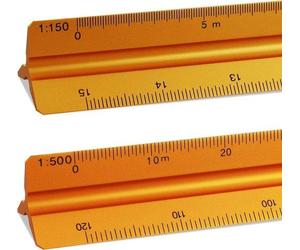 Jeu de 2 règles triangulaires de 30 cm, SZXMDKH Echelle 1:20, 1:25, 1:50, 1:75, 1:100, 1:125 et 1:100, 1:200, 1:250, 1:300, 1:400, 1:500 (or)