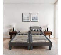 BELLECOUR Sommier Électrique 180x200 cm (2x90x200 cm) à Lattes et Plots avec tête, Buste & Pieds relevables et télécommande Filaire - Modèle Rochereau Fabriqué en Europe