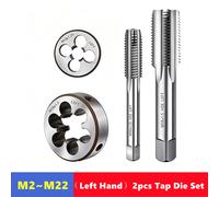 Jeu de 2 tarauds et filières métriques pour gaucher M2-M22, utilisés pour le taraudage interne et externe sur machine-outil et la réparation de filetages 2pcs M17x1.5