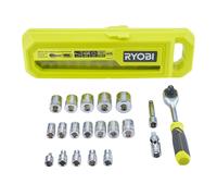 RYOBI - Coffret liquet 1/4" - RHRS20PC - 20 Pièces, Douilles 4-13mm, 90 Dents, Mécanique Précision