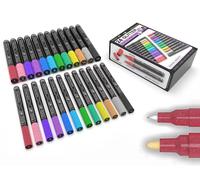Jeu de 24 feutres à l'acrylique, pailletés, de finesse fine et moyenne, pour une utilisation sur de nombreuses surfaces
