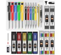 Jeu de 27 crayons de menuiserie mécaniques pour la sculpture sur bois et la construction, avec 100 recharges