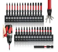 Jeu de 29 Pièce T5-TT40 Embout Torx 25 MM et 50 MM Embout Visseuse Aimanté en Acier S2 Tige Hexagonale 1/4 Pouce avec Barre D’ Extension Magnétique Solide Accessoires pour Visseuses Électriques