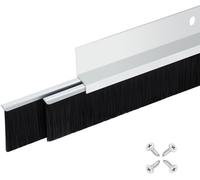 Jeu de 3 brosses d'étanchéité pour portes, dimensions 53 x 880 mm, double rangée, en aluminium