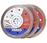 Jeu de 3 disques de découpe diamant de 125 mm pour céramique, grès cérame et carrelage | Épaisseur : 1,4 mm, Alésage : 22,23 mm