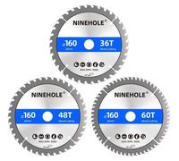 Jeu de 3 disques de scie circulaire, 160 x 20 mm, avec 36/48/60 dents, pour bois et plastique