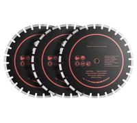 Jeu de 3 disques de tronçonnage diamantés - Lames de scie de 41 cm - Diamètre de l'alésage : 2,54 cm - Hauteur des segments : 1,25 cm - Adaptés pour le sciage à sec et à l'eau - Pour béton, maçonnerie