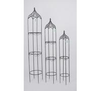Jeu de 3 treillis métalliques Gris Grille Roses Plantes grimpantes Jardin Fleurs