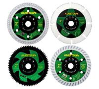 Jeu de 4 disques de tronçonnage diamantés, 75 mm x 10 mm, pour carrelage et béton