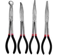 Jeu de 4 Pinces à Bec Long - [Liu®] - Outils Précision - 280mm - Acier Inoxydable