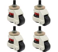 Jeu de 4 roulettes de nivellement - GD-60S Roulettes pivotantes pour meubles - Rétractables - Réglables en hauteur - Capacité de charge 250 kg - Roue 10,1 cm, axe 6,1 cm - Nylon et acier