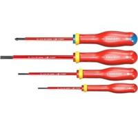 Jeu de 4 Tournevis Isolés FACOM AT4VEPB, 1000V, Vis Fente 2.5x50, 3.5x100, 5.5x150, Pozidriv 1x100