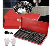 Jeu de 40 embouts Torx, à douille hexagonale et à clé polygonale, avec coffret de rangement - 1 paire de gants de travail - Pour la réparation automobile - Couple élevé - Poignée antidérapante