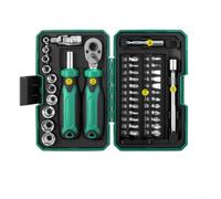 Jeu de 45 tournevis à cliquet avec ouille de 6,35 mm, kit d'embouts en acier au chrome vanadium, pour PZ SL pour Torx hexagonal, support magnétique dans un étui (40 pièces)