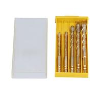 Jeu de 5 forets à tête de lance croisée, tige hexagonale, Kit d'outils de perçage pour carrelage, béton, verre, brique, mur, marbre, bois, porcelaine, plaque de fer fine (Gold)