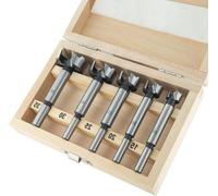 Jeu de 5 forets Forstner en acier à outils - Ø 15, 20, 25, 30 et 35 mm - pour le perçage de trous borgnes - bois tendre - jeu de forets à bois pour le bricolage - foret à nœuds