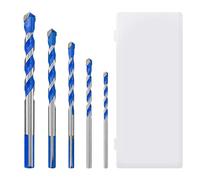 Jeu de 5 forets pour mur en brique, foret en carbure de tungstène idéal pour carrelage, maçonnerie, béton, 4/5/6/8/10 (bleu)