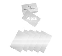 Jeu de 50 cartes de visite métalliques vierges 8,6 x 5,4 cm Épaisseur de 0,21 mm, alliage d'aluminium Cartes de visite en métal Matériau laser Argent Carte de visite gravée au laser (Argenté)