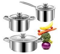 Jeu de 6 casseroles en acier inoxydable avec couvercles