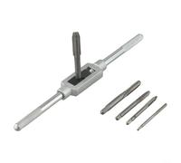 Jeu de 6 clés à cliquet réglables avec tarauds en acier pour filetage M3 à filetage manuel pour plaques en aluminium et fer, finition argentée