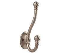 Jeu de 6 crochets doubles, fixation murale, alliage de zinc, finition nickel satiné