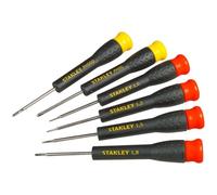 STANLEY Stht0-62631 Set De 6 Tournevis 4 Fente Fabriqués En France - Lame En Acier Chromé - Poignée Ergonomique - Normes Internationales NF-E, Din Et Iso
