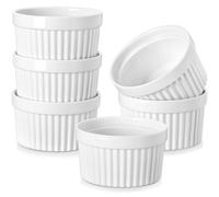 Jeu de 6 moules à soufflé, 360 ml, en porcelaine, de forme ronde, de couleur blanche