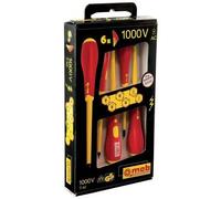 Jeu de 6 tournevis isolés 1000 V - empreintes Fente et Pozidriv MOB