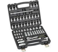 Jeu de 61 clés à douilles 3/8" Heinner à cliquet dans un coffret à outils - Jeu de clés à douilles semi-professionnelles - chrome-vanadium