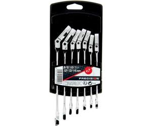 Jeu de 7 Clés Mixtes à Cliquet PRECISION STEEL, 8-14 mm, Oeil Inclinable 180°