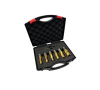 Jeu de 7 forets SMI HSS TIN avec 12, 14, 16, 18, 20, 22 mm, broche d'éjection avec profondeur de coupe de 30 mm, logement FEIN Quick-In