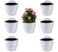 Jeu de 7 pots suspendus autonettoyants Ibenzoa® – PP, dimensions extérieures : Ø 18,5 x H 15,5 cm, dimensions intérieures : Ø 14,5 x H 10 cm, ouverture de 12,7 cm, dos plat et crochet en forme de S, p