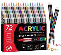 Jeu de 72 crayons acryliques avec pointe pinceau, couvrants, non toxiques, pour pierre, céramique, bois, toile