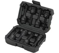 Jeu de 8 clés à douille polygonales de 1/2", pour vis à tête plate M5-M18, en acier CR-MO, avec revêtement noir phosphaté, présenté dans une mallette en plastique moulé