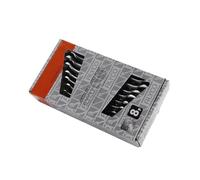 Jeu de 8 clés fixes 6 x 7-20 x 22 avec finition orange, idéales pour l'entretien, la réparation et les ajustements en mécanique et bricolage.